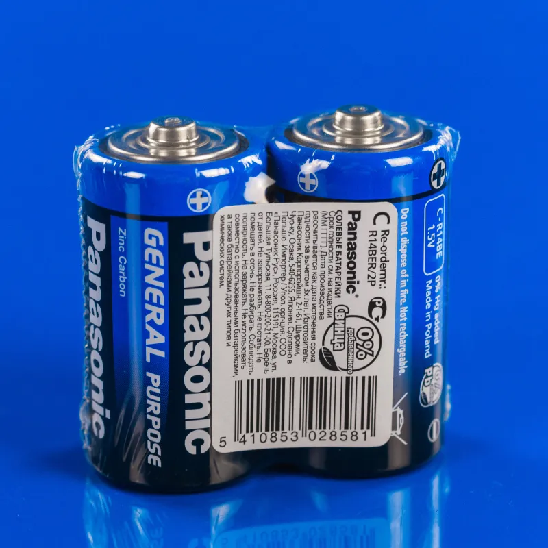 Батарейка Panasonic Zinc-Carbon C 2шт (R14BER/2P) — фото 3