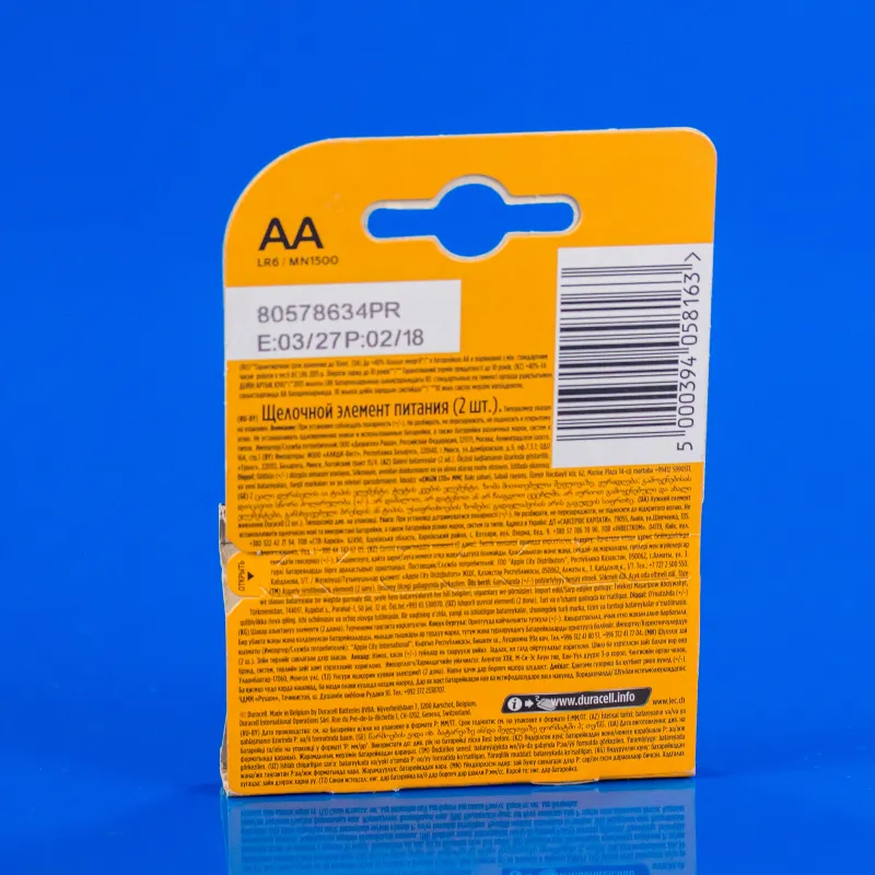 Батарейка Duracell AA (LR6) MN1500 Basic 2шт — фото 2